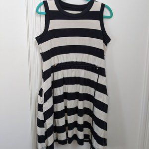Kate Spade Striped Navy/White Tie Waist Summer Dress W Pockets & Gold Hardware